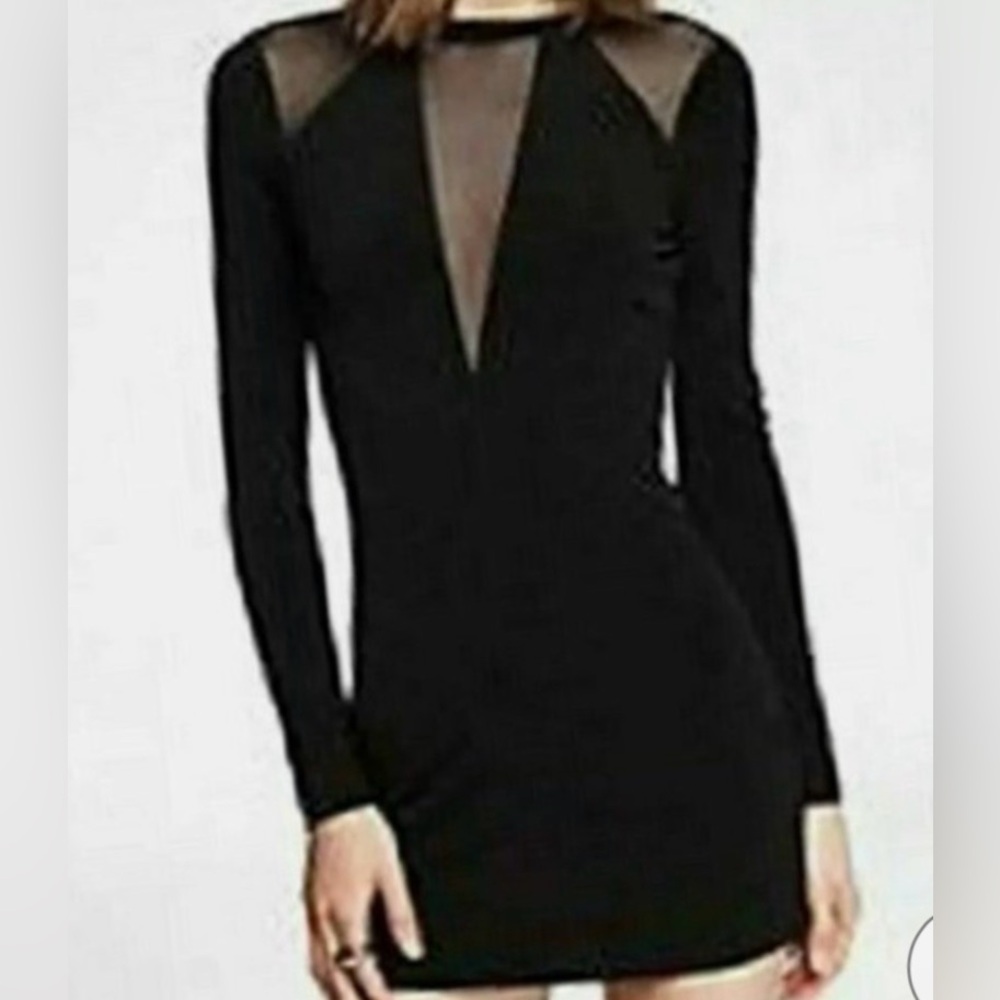 Express Black Long Sleeve Sheath Dress